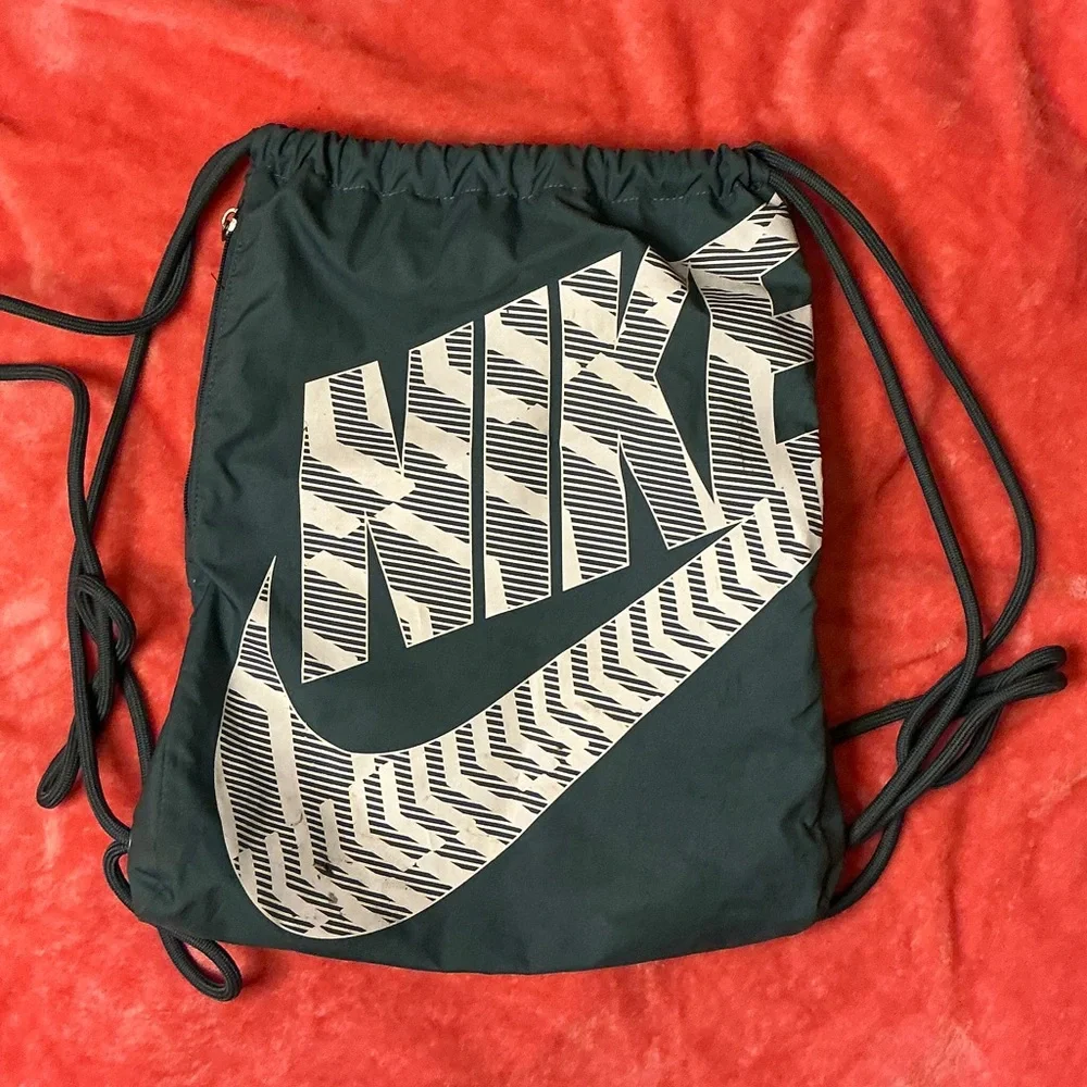 Nike Black and Gray Drawstring Backpack